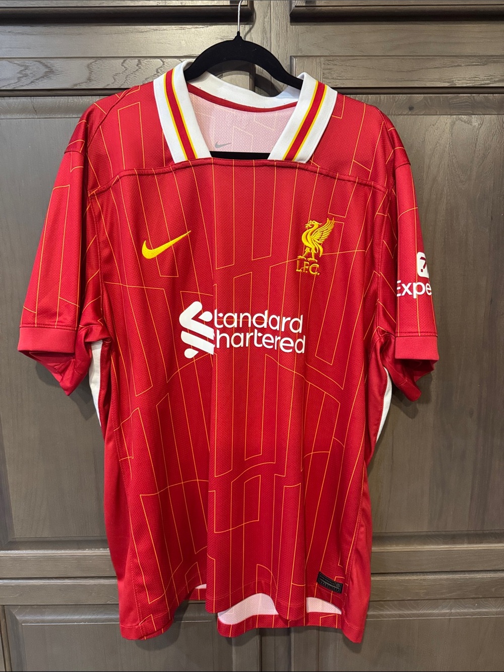 Nike Red Liverpool FC Home Soccer Jersey with Yellow Accents